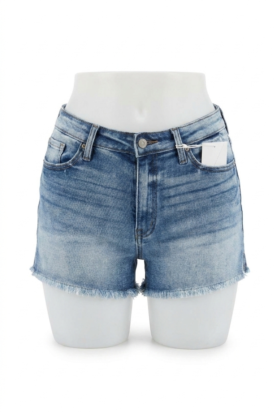 NEW KANCAN hazel high rise denim shorts in medium wash
